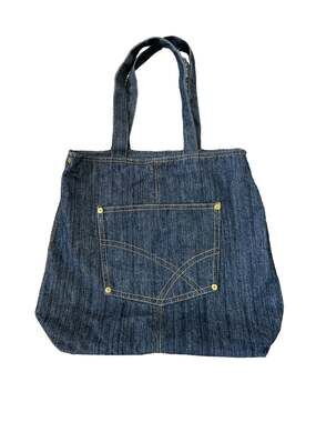 Vintage Dark Blue Denim Jeans 17"x14" Tote Bag VTG